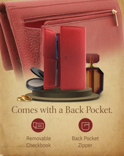 Access Denied Big Red Wallets For Women RFID - Large Clutch Womens Wallet Coin Pouch Leather Organizer Checkbook Cover Gifts For Women