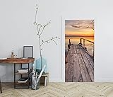 Sticker Mural Trompe l'Oeil   Pont Sur Mer en Autocollant Porte   Décoration Murale Poster 83x205 cm