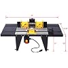 Electric Router Table, 34 in. x 13.5 in Universal Benchtop Router Tables Top with Steel Stand & Adjustable Fence, Wood Working Router Table Precise Routing Table Craftsman Tool (Black, A)