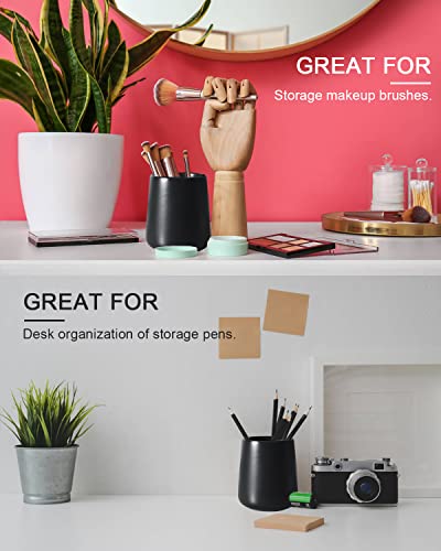 Matte Black Toothbrush Holder, 2 Pcs Ceramic Tooth Brushing Cup Holders, Toothbrush And Toothpaste Organizer Stand For Bathroom Home Decor, Countertop Dresser Storage #TOP3