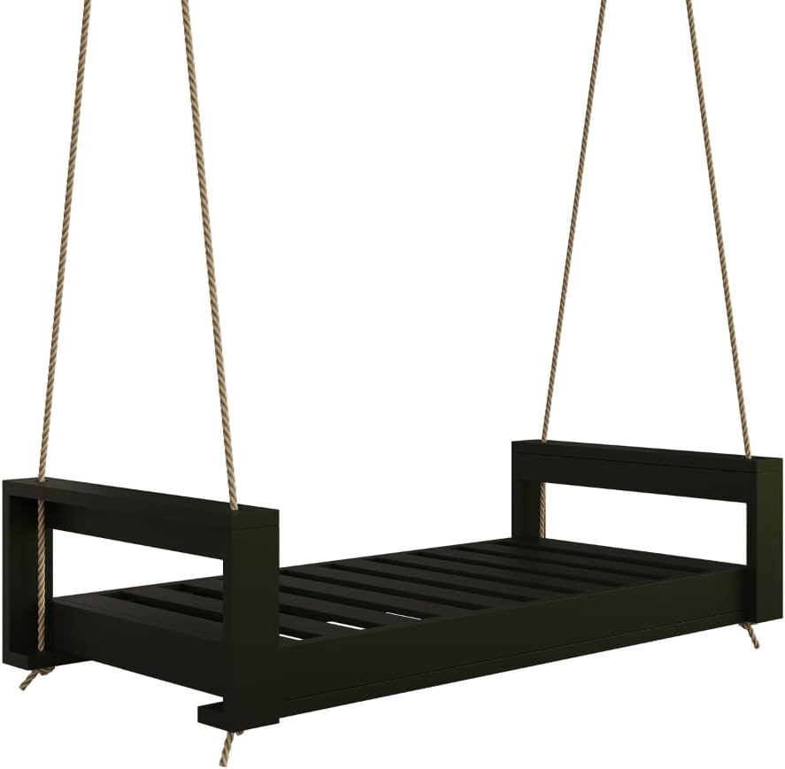 Amish Casual The Lancaster Amish Crafted Porch Daybed Swing, Made in The USA from Kiln Dried Pine (6 Foot, Black Paint)