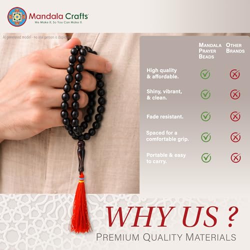 Image of Mandala Crafts Tasbih Muslim Prayer Beads 99 for Men & Women - Islamic Rosary Misbaha Tasbeeh Sibha - Zikr Dhikr Subha Beads for Ramadan Eid Gift