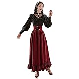 [株式会社豊作] クラシカル レトロ ロリータ 長袖 ゴシック フリル ブラウス お嬢様 普段着 上品 エレガント (黒赤, L)