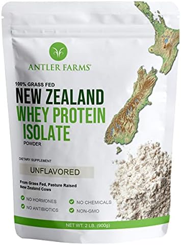 Antler Farms - 100% Grass Fed New Zealand Whey Protein Isolate, Unflavored, 30 Servings, 2 lbs - Pure and Clean, Cold Processed, Rapidly Absorbed, Keto Friendly