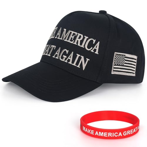 Sumyer MAGA Trump Hat, cappello Donald Trump, cappello Keep American Great Trump 2024 con cinturino (MAGA-Red) (taglia L), Nero 2, L