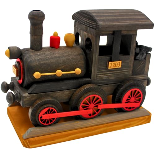 Dekohelden24 XXL Holz - Räucherlokomotive, Räucherlok, Räucherfigur...