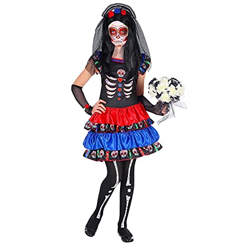 W WIDMANN MILANO Party Fashion - Costume pour enfant Mujer Dia De Los Muertos, robe, Jour des morts, Halloween