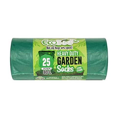EcoBag 25 x Heavy Duty Garden Sacks, Green, 233 Cover