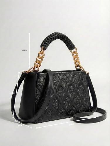 Image of LIKE STYLE Women's Embossed PU Sling Bag | Dual Compartment Shoulder & Crossbody Bag with Braided Handle | Stylish Handbag for Office & Casual Use