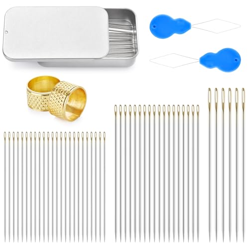 48 Pcs Sewing Needles, Small Eye Stainless Steel Needle with