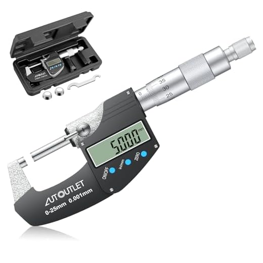 AUTOUTLET Micrometro Digitale Multifunzione da 0-25 mm Micrometro Millesimale Elettronico Esterno Calibro Alta Precisione Micrometrico Elettronico da 0,001 mm