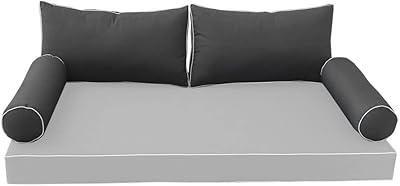 DBM IMPORTS Cover ONLY Style2 Outdoor Bolster Back Pillow Slipcover Contrast Trim Crib-AD003