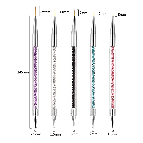LYYDAN Gel Pinsel Für Nägel, 5 Stück Doppelkopf Acryl Pinsel Für Nägel & Nail Art Dotting Tool, Nagel Kunst Punktierung… – Bild 8