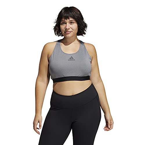 Adidas Women's Don't Rest Alphaskin Padded Bra Sports, Opaque, Dark Grey Heather/Black, 1X