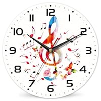 Clock for Living Room, Colorful Music Notes Wall Clock, Contemporary Home Decor Easy to Read Wall Clock for Living Room, Bedroom, Bathroom and Kitchen, 10 Inch