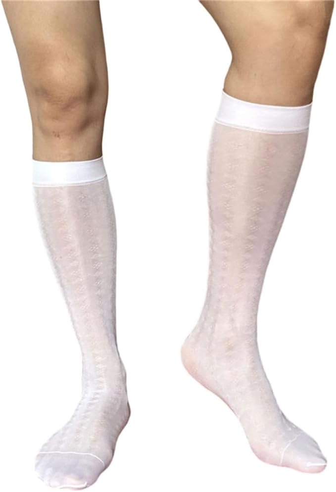 Mens Sheer Business Dress Sock Long Over the Calf Dress or Work Socks Nylon Formal Sock Knee Highs Work Stockings