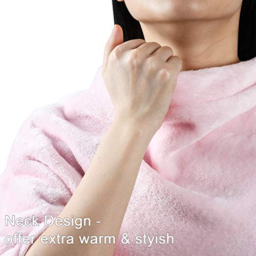 Tirrinia Fleece Wearable Blanket Comfy Poncho Plush Sleevesless Blankets For Adult Women Men Kids Capee Wrap Cover For Full Body, Indoors & Outdoors, Pink #TOP4