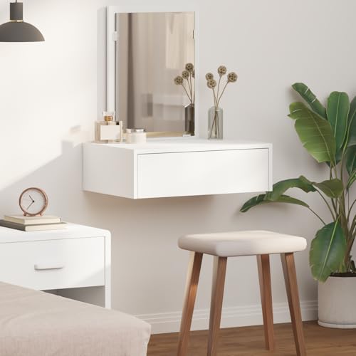 Générique Table de Maquillage Murale Blanche 60x40x70 cm,Meubles,Armoires & Meubles de Rangement,Meubles-lavabos,Coiffeuses,Blanc,15.9 KG,865190