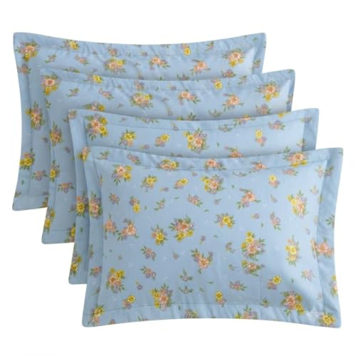 Image of HOUSE FOX Zipper Cotton Pillow Covers /Cases /Protectors (NOT Pillow) Set of 2 Pair Or 4 Pcs,Size -18x28inch with Zip /Chain (Light Blue, Standard)