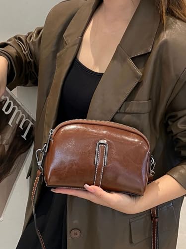 Genuine Leather Crossbody Bag for Women, Oil-waxed Cowhide Small Vintage Bag with Adjustable Strap for Daily Use and Travel4