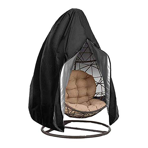 miuline Housse de Fauteuil Suspendu Jardin en Oxford 210D Bâche de Chaise à œufs Imperméable Anti-UV/Vent Couverture de Protection pour Chaise de Patio Extérieur (115x190cm, Noir)