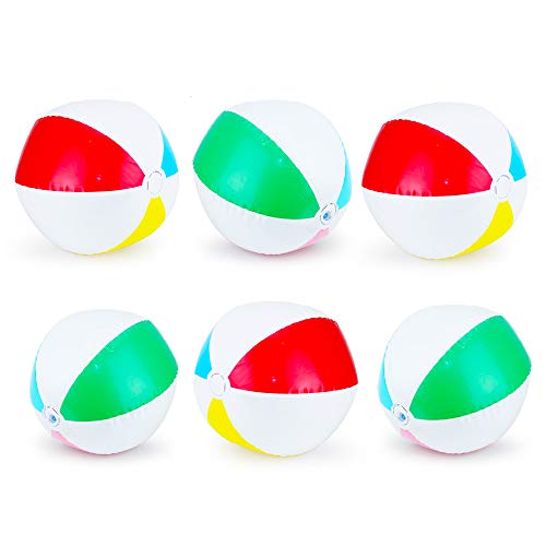 Boley 6 Pack Giant Light-up Rainbow Beach Balls - Inflatable Blow Up LED Beach Balls for Summer and Outdoor Play