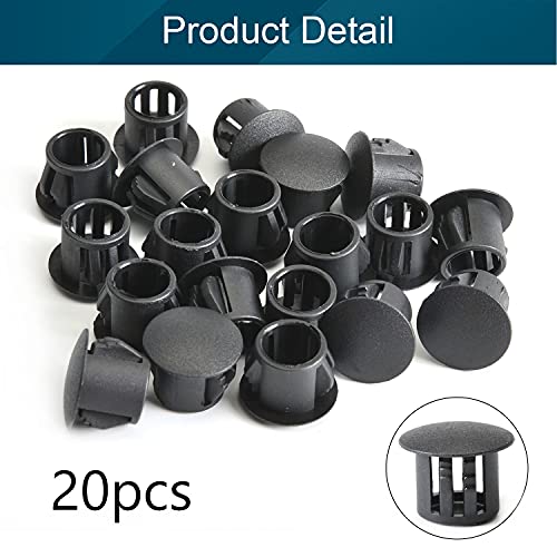 Image of Heyiarbeit 20pcs Hole Plugs 3 /8 inch / 10mm Nylon Plastic Round Snap in Type Locking Hole Tube Furniture Fencing Post Pipe Insert End Caps Black Tone