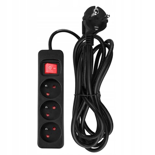 NEO TOOLS Steckdosenleiste 3-Fach Kabel 3 m schwarz | Steckdosenleiste (Mehrfachsteckdose mit erhöhtem Berührungsschutz, Schalter) | Steckdosenleiste Wandmontage, Mehrfachstecker für Büro, Küche