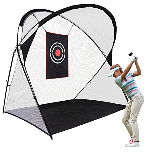 ANDGOAL Golf-Schlagnetz - Golf-Fahrnetz für den Außenbereich, Indoor-Golf-Trainingsnetz, Golf-Übung, Hinterhof, inklusive Golfnetz, Ziel, Golfnetz, Tragetasche (2,4 x 2,5 m) Cover