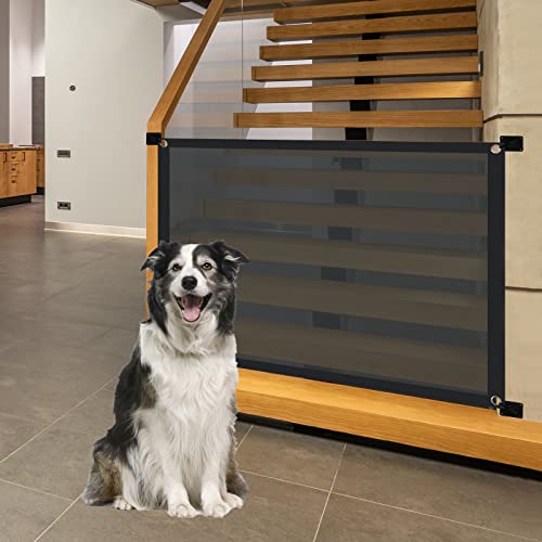 Dog Gates For The House 40'' X 30'', Mesh Baby Gate For Stairs, Portable Folding Magic Pet Gates For Dogs Easily Install Anywhere, No Drilling Puppy Gate For Stairs/Hallways/Doorways/Indoor Outdoor #TOP29