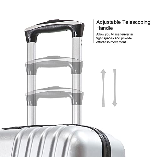 Apelila Hardshell Luggage 4 Piece ABS Luggages Sets With Spinner Wheels Hard Shell Suitcases Free Backpack (Silver 2)