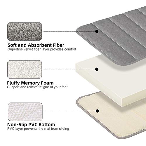 Buganda Memory Foam Soft Bath Mats - Non Slip Absorbent Bathroom Rugs Rubber Back Runner Mat for Bathroom Floors 24\" x 35.4\", Wine Red