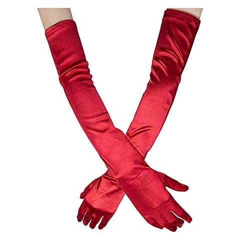 MaNMaNing Gloves Performance Cosplay Long Dress Women Evening Adult Wedding Sexy Gloves Gloves Gloves M333 (Red, One Size) Cover