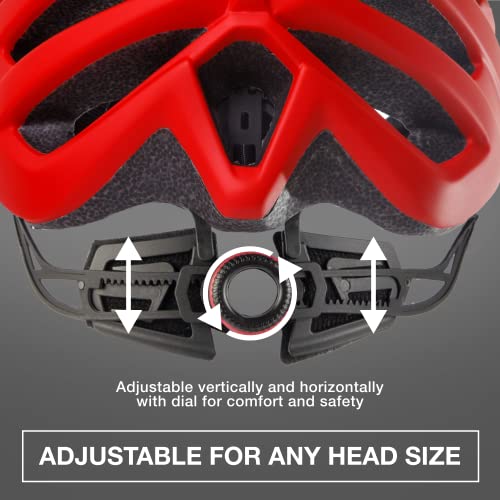 TeamObsidian Bicycle Helmet - for Adult Men and Women - Model G1342 - Color Red - Size M/L 58cm-62cm - Thumbnail 4