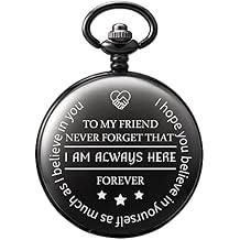 TREEWETO to My Friend Engraved Pocket Watch with Chain Custom Gift for Best Friend Men Women Birthday Wedding Graduation Christmas