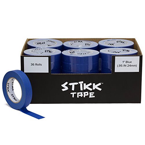 STIKK Painters Tape - 36 Roll Case Blue Painter Tape - 1 inch x 60 Yards - Paint Tape for Painting, Edges, Trim, Ceilings - Masking Tape for DIY Paint Projects - Residue-Free Painting Tape