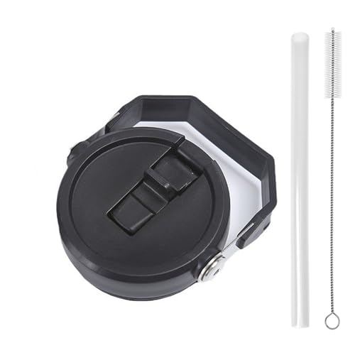 Replacement Tumbler Lid for Stanley IceFlow 20 oz 30 oz Flip Straw Lid with Reusable Straw,Cleaning Brush (Black, 20oz & 30oz)