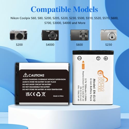 NP-45 NP-45A NP-45S Li-40B Li-42B EN-EL10 KLIC-7006 LB-012 Battery and Charger for Nikon Coolpix S4000 S210 S220 S230 S570 FinePix XP50 XP60 XP70 XP80 XP90 T350 T360 T400 INSTAX Mini 90 by Pickle Power - Used condition - Image 2