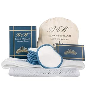 Brooke & Wallace Beauty and Skincare | 16 Pack Complete Kit with Headband | Reusable Makeup Remover Pads | Luxury…