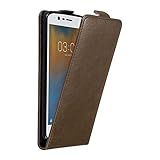 Cadorabo Hülle kompatibel mit Nokia 3 2017 Flip Design aus Premium Kunst Leder Flip Klappbare Stoßfeste Magnetische Cover Hülle für Nokia 3 2017 Tasche in Braun