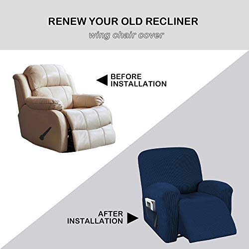 Vienlove Stretch Jacquard Recliner Chair Couch Cover 1 Piece Polyester Blend Sofa Furniture Protector Slipcovers With Side Pocket Machine Washable #TOP3