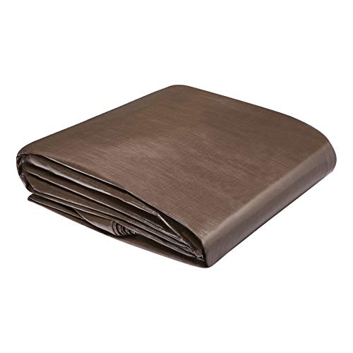 AmazonCommercial Multi Purpose Waterproof Poly Tarp Cover, 20 X 20 FT, 10MIL Thick, Brown/Silver, 4-Pack