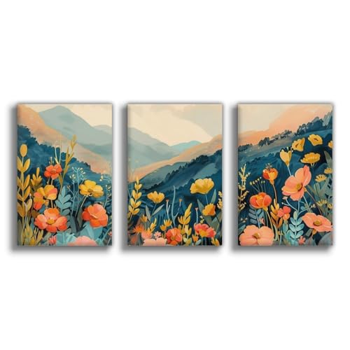 Toile fleurs sauvages 50x75 cm pour créer un salon chaleureux