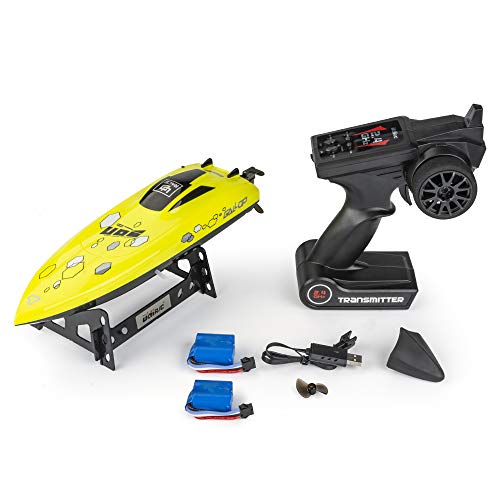 UD Ud08 Remote Control Boat: for Pools, Lakes & Rivers, Fast RC Boat for Adults & Kids with 2.4Ghz Radio Controller, Self-Righting Remote Control Electric Toy Boats, Included Two Batteries, Yellow - Thumbnail 2
