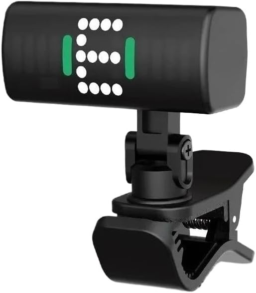 Electronic Guitar Tuner for Guitar & Ukulele, Mini Portable Clip-On Tuning Device, Rechargeable, Accurate Chromatic Tuner for Acoustic, Electric, and Bass Instruments