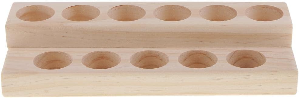 barenx 2 Tiers Wood Essential Oils Box Aromatherapy Bottles Display Stand, Oil Rack, Oil Storage Case, Oil Storage Tray, for Jewelry, Diffuser, Nail Polish