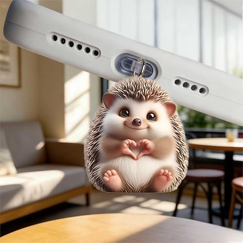 Hedgehog Making Heart Dust Plug Acrylic Charms for electronic products,Type-C Charging Port Dust Plugs Pendant Compatible with E-Reader Phone Tablet, Gift for Christmas, Birthday, Anniversary Day — view 4