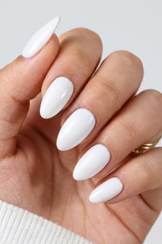 AZUREBEAUTY Press On Nails Squre krótkie białe paznokcie do naklejenia, pełne pokrycie, jakość salonowa, miękkie paznokcie żelowe, krótkie sztuczne paznokcie z klejem do paznokci
