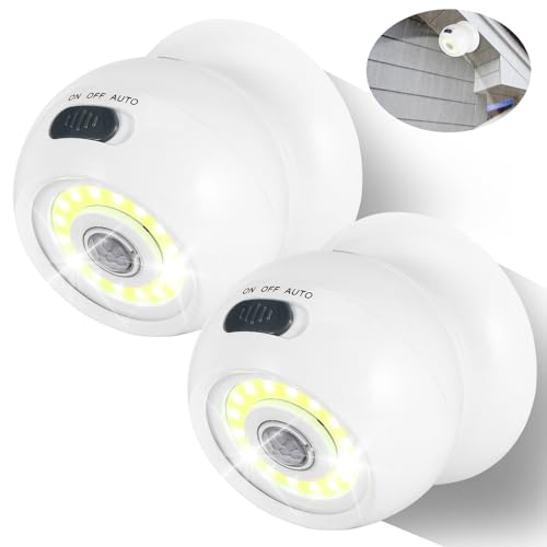Kinberry 2 Pack PIR Motion Sensor Night Light, Wireless 360° Bright Ball Light, Battery Operated Security Lights, Auto On/Off, Easy Installation, for Indoor & Outdoor, Hallway, Bedroom, Stairs