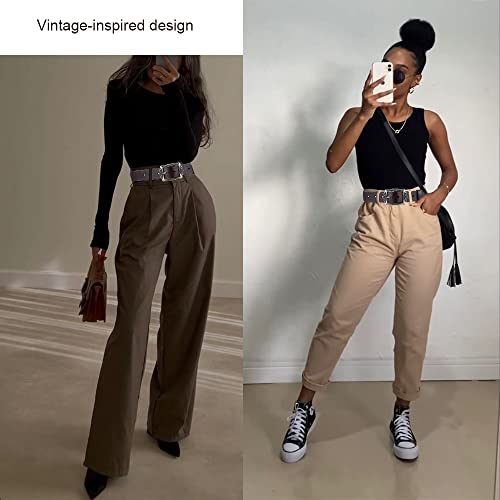 Iwftc Belt For Women Classic Women'vintage Buckle Belt-Leather Adjustable Stylish Belt For Pants And Jeans (Coffee, 100Cm) #TOP3